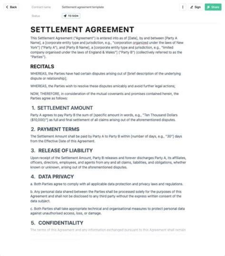 What is an executed settlement agreement?